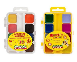 Акварель " Каляка-Маляка " 16цв, без кисти, пластиковая упаковка, европодвес