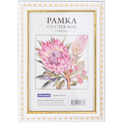 Рамка пластиковая 10*15см, OfficeSpace, № 9, белый/золото