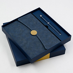 Ежедневник А5 120л КИОТТО СИНИЙ ЛЕД +ручка в подар.упак. арт.15300 (1/20шт)