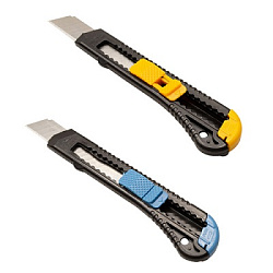 Нож канцелярский " Silwerhof " 18мм, пластиковый корпус, ассорти, с механической системой фиксации л