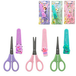 Ножницы детские " Basir " 13,5см Кошкины лапки с пластиковыми ручками, ассорти, фигурный пластиковый