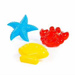 Формочки (краб №2 + морская звезда №2 + ракушка №2) (в пакете)
