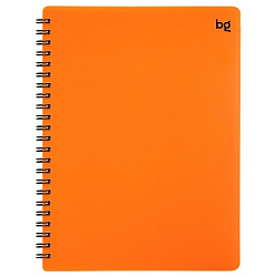 Тетрадь 48л., А5, клетка на гребне BG "Neon", пластиковая обложка, оранжевая