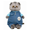 Ks22-296 Игрушка Кот Басик в комбинезоне "Деним"