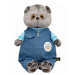 Ks22-296 Игрушка Кот Басик в комбинезоне "Деним"