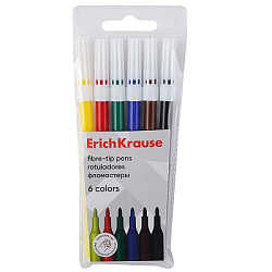 Фломастеры " Erich Krause " Light 6цв смываемые, на водной основе, круглые, вентилируемый колпачок, 