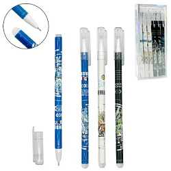 Ручка пиши-стирай " KWELT " Thunder mecha, гелевая 0,5мм синяя, с силиконовым ластиком, ассорти 3 ди