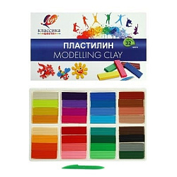 Пластилин " Луч " Классика 32цв 640г со стеком, картонная упаковка