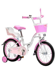 Велосипед двухколёсный ФАНТАЗИЯ. Бело-розовый. Колёса 16 дюймов (арт. ВЛ-2821)
