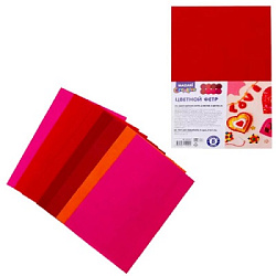 Фетр цветной " Mazari " А4 8л 8цв 1мм Красный ассорти, мягкий, пластиковый пакет, европодвес