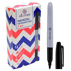 Маркер " Attomex " черный 2мм, пулевидный наконечник, перманентный