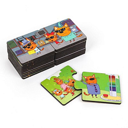 Игрушка деревянная пазл  12,5*6 см. Три Кота терм. пакет Буратино в кор.15шт