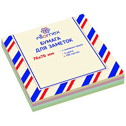 Блок самоклеящийся (стикеры) 76*76мм 100л, пастель, 4 цвета, ассорти " Attomex ", 10702070/211124/51