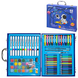 Набор для творчества " Basir " Космос 88 предметов: маслянная пастель- 12шт, акварель- 24цв, акрилов