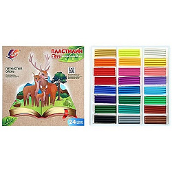 Пластилин " Луч " ZOO 24цв, 360г, картонная упаковка