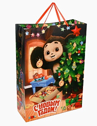 Пакет подарочный новогодний, 70 х 50 х 19 см, упаковка, Чебурашка
