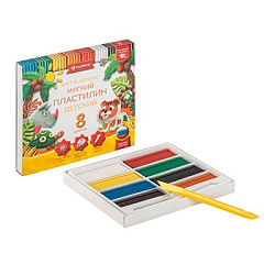 Пластилин " Глобус " Детский классический повышенной мягкости 8цветов 120грамм,картонная упаковка