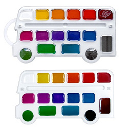 Краски акварельные без кисти Кроха Автобус 16цв " Луч " медовые, пластиковая упаковка, европодвес