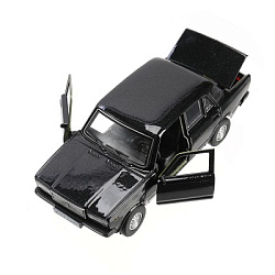 Машина металл ваз-2107 длина 12 см, двери, багаж, инерц, черный, кор. Технопарк в кор.2*36шт