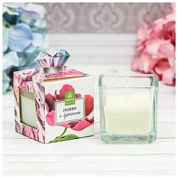 Свеча арома в квадратном стакане "Любви и красоты", 5,1 х 5,4 см  2890192   