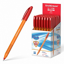 Ручка шариковая " Erich Krause " Ultra Glide Technology U-108 Orange Stick синяя 1,0мм, треугольная,