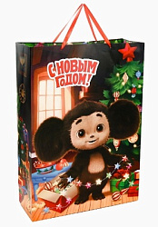 Пакет подарочный новогодний, 70 х 50 х 19 см, упаковка, Чебурашка