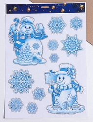 Набор наклеек "Новогодние" снеговики, снежинки, 29 х 41 см 10652731