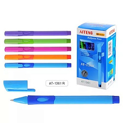 Ручка шариковая " Mazari " синяя 0,7мм, толщина письма 0,35мм, трехгранная, резиновый держатель, чер