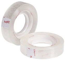 Лента канцелярская клейкая 12мм*33м, прозрачный, 38мкм, полипропилен, " Hatber ", термоусадочная пле