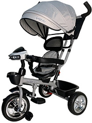 Велосипед трёхколесный с ручкой МАРС (колеса EVA 10"/8" поворот.сиденье) серый (Арт. ВЛ-5422)