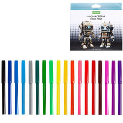 Фломастеры " Hatber " ECO Робо 18цв круглые, вентилируемый колпачок, картонная упаковка, европодвес