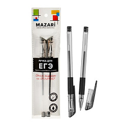 Набор гелевых ручек " Mazari " Для ЕГЭ, 2шт, черные, 0,5мм, пластиковый корпус, сменный стержень 128