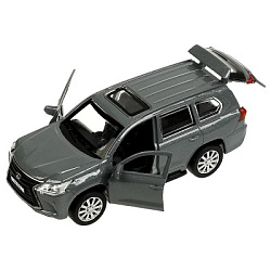 Машина металл LEXUS LX-570 длина 12 см, двери, багаж, инерц, серый, кор. Технопарк в кор.2*36шт