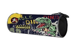 Пенал-тубус " Пчелка " ПТ-02 1 отделение 195*85мм, Опасный дино, на молнии, ткань