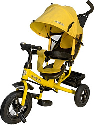 Велосипед трёхколесный с ручкой КОМЕТА (колеса надув. 10"/8" корзина) желтый  (арт. ВЛ-5062)