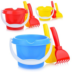 Игра Детский песочный набор "Малыш" (ведро "Ма-лыш",совок 16см,грабли 15см)