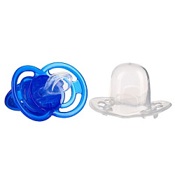 Соска- пустышка ортодотническая «Мишка» с колпачком, +6 мес., голубой   9844206