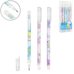 Ручка пиши-стирай " KWELT " Dream planet, гелевая 0,38мм синяя, с силиконовым ластиком, ассорти 3 ди