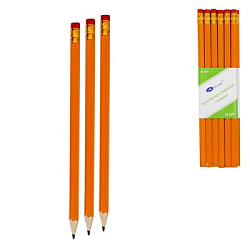 Карандаш ч/гр " Basir " HB с ластиком, шестигранный, деревянный, цвет корпуса - желтый, незаточенный