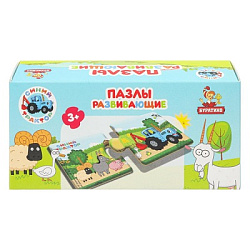 Игрушка деревянная пазл  12,5*6 см. СИНИЙ ТРАКТОР терм. пакет Буратино в кор.15шт