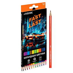 Карандаши цветные деревянные Fast Or Last 12цв " deVente " 2М шестигранные, картонная упаковка, евро