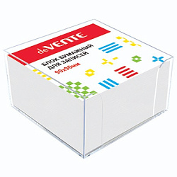Блок бумаги " deVente " 9*9*5см, белый, непроклеенный, офсет, в прозрачной пластиковой подставке