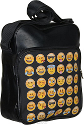 86797 Сумка Смайлы  ,кожзаменитель черный матовый, 32,5*26,5*13,5 см,. молния, наплечный ремень,  ка