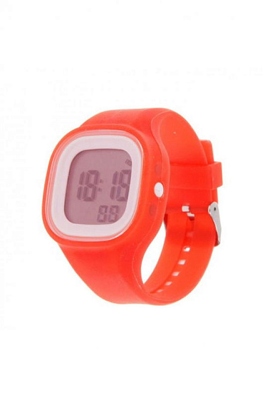Часы наручные жен., электронные, с силик. ремешком, циферблат квадрат закруг/углами,красные 839145
