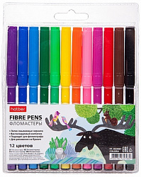 Фломастеры " Hatber " Colora 12цв круглые, вентилируемый колпачок, блистер, европодвес