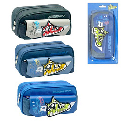 Пенал " KWELT " 1 отделение 215*100*70мм, Basket, внешний карман на молнии, цвет - ассорти (без возм