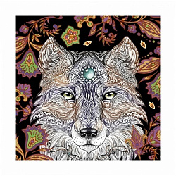 Алмазные узоры. Серия Арт-терапия. Ночной волк. 30*30см арт. 06089