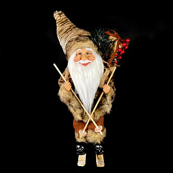 Новогодняя декорация Дед Мороз на лыжах 55 см