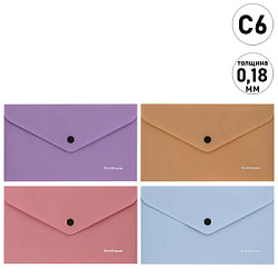 Папка на кнопке " Erich Krause " МАЛЫЙ ФОРМАТ С6 Soft Manga ассорти, пластик 0,18мм, текстура поверх