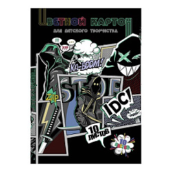 Картон цветной А4 мелованный 10л 10цв " Феникс " Бунтарский дух, в папке